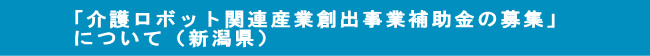 「介護ロボット関連産業創出事業補助金の募集」 について（新潟県）